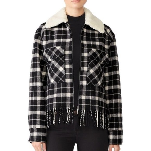 Kate Spade New York Rustic Plaid Coat in black